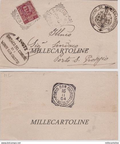 da Monte S. Giusto a Porto S. Giorgio/ SOVRACCOPERTA c.10 Floreale-vari bolli..