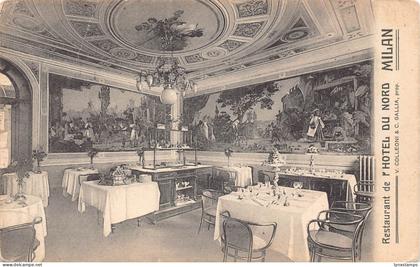 Italy Restaurant de Hotel du Nord Milano Milan vintage postcard