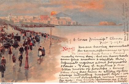 Italy Napoli Naples 1901 Via Caracciolo vintage postcard