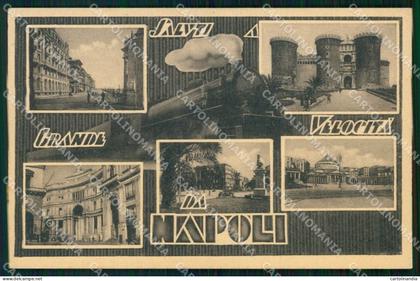 Napoli Città Saluti Grande Velocità Treno Monumenti Piazze cartolina RT2639