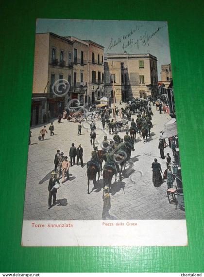 Cartolina Torre Annunziata - Piazza della Croce 1905