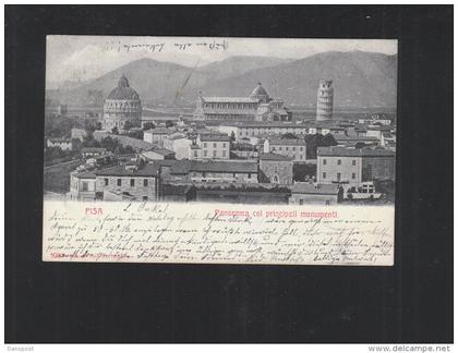Cartolina Pisa Panorama col principali monumenti 1903
