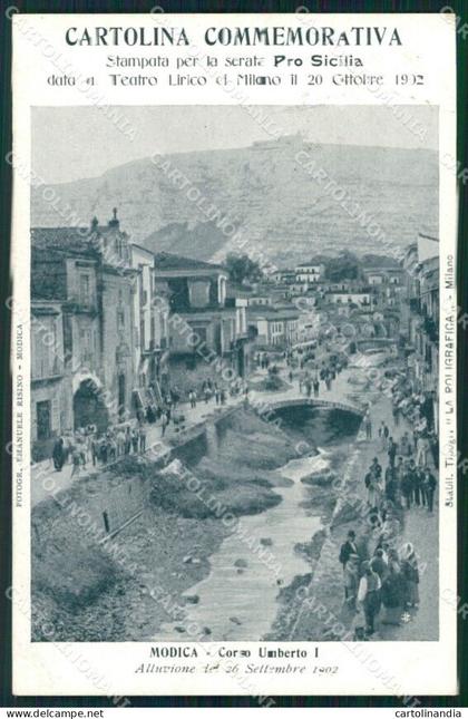 Ragusa Modica Alluvione 1902 Teatro Lirico Milano cartolina QT8042
