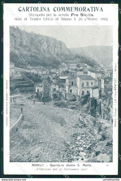 Ragusa Modica Alluvione 1902 Teatro Lirico Milano cartolina QT8043
