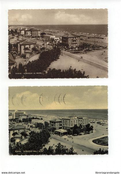 2 cartoline Rimini Alberghi al Mare Alberghi dall'Alto viaggiata 1950 1952
