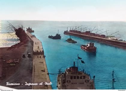 Cartolina - Fiumicino ( Roma ) - Ingresso al Molo - 1960 ca.