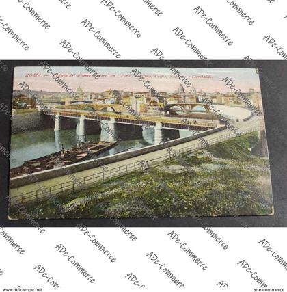 Cartolina Roma - Veduta del Fiume Tevere con i Ponti Palatino, Cestio, Fabrizio e Garibaldi