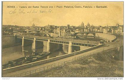 ROMA - Veduta del fiume Tevere con i Ponti Palatino, Cestio, Fabrizio e Garibaldi (N. 188)