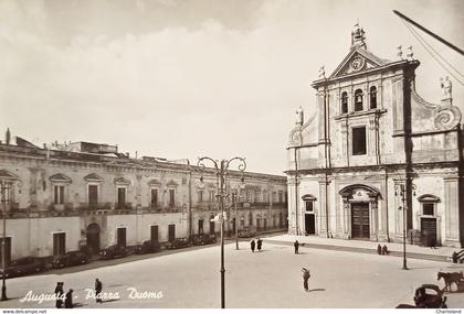 Cartolina - Augusta ( Siracusa ) - Piazza Duomo - 1954