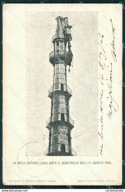 Torino Città Mole Antonelliana dopo Nubifragio 1904 cartolina VK1804