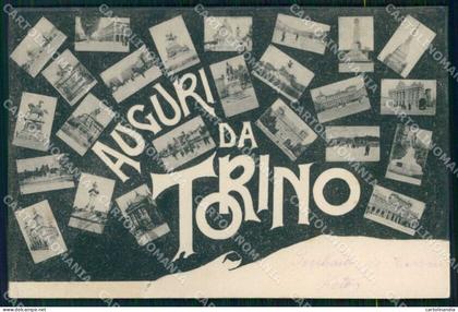 Torino Città Auguri da Piazze Monumenti SCOLLATA cartolina MZ6618