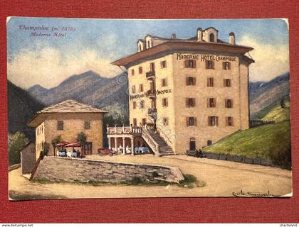 Cartolina - Champoluc ( Valle d'Aosta ) - Moderne Hotel - 1910 ca.