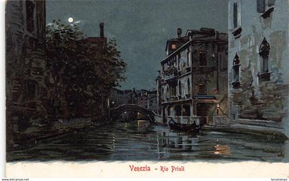 A863 Italy Venezia Venice Rio Priuli Moonlight vintage postcard