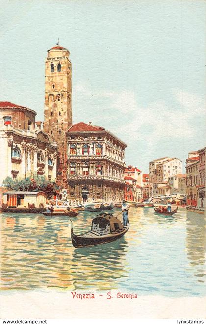 Italy Venice Venezia S Geremia Tower Gondola vintage postcard