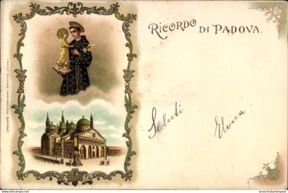 CPA Padova Padua Veneto, Heilige Figur, Kirche, Verzierung, italienischer Text