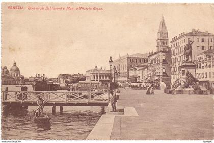 CP - Venetie , Venice , Venezia - Riva degli Schiavoni e Man. a Vittorio Eman.