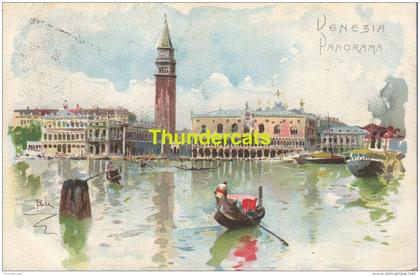 CPA LITHO VENICE VENEZIA ILLUSTRATEUR ARTIST SIGNED AQUARELLE PANORAMA