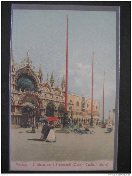 ITALY Venezia S. Marco con i 3 stendarti Cipro Candia Morea Venice Veneto card Italia Italie