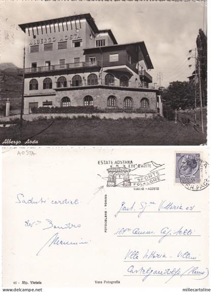 # AOSTA: HOTEL AOSTA - con annullo a targhetta "Estate Aostana" - 1958