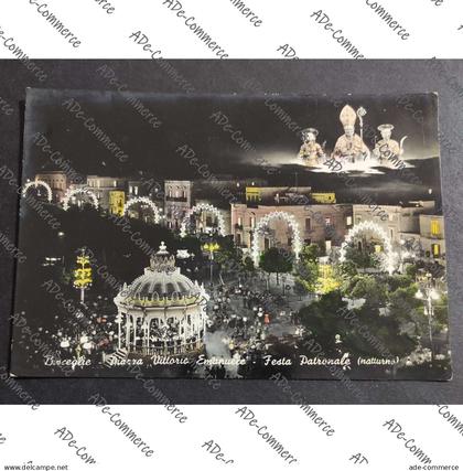Cartolina Bisceglie - Piazza Vittorio Emanuele - Festa Patronale (Notturna)