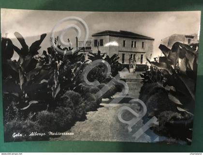 Cartolina Gela + Albergo Mediterraneo + 1960 ca.