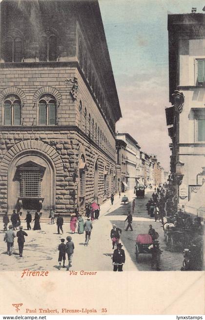 Italy Firenze Florence Via Cavour Street vintage postcard