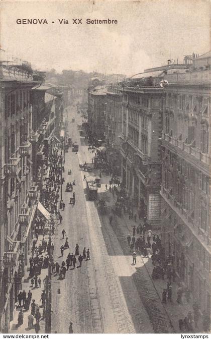 B147 Italy Genova Genoa 1918 Via XX Settembre Street vintage postcard