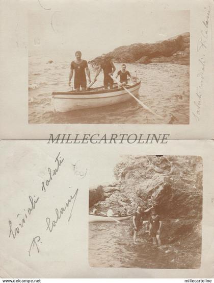 BOGLIASCO - Tre Uomini in Barca 1901 - 2 Fotocartoline