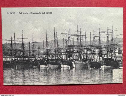 Cartolina - Genova - Nel Porto - Ancoraggio del Velletri - 1910 ca.