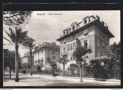 Cartolina Rapallo, Hotel Moderne, Strassenfront