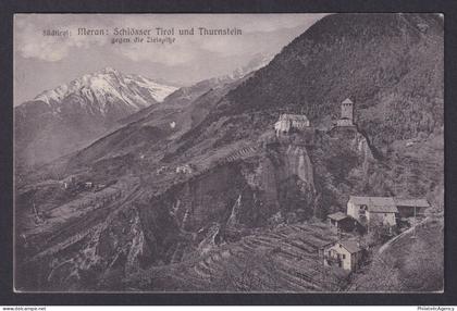 Vintage postcard Merano Tyrol Thurnstein castles Alps view South Tyrol Italy