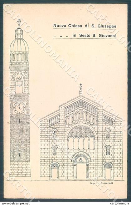 Milano Sesto San Giovanni Chiesa San Giuseppe Ing Formenti cartolina JK7175