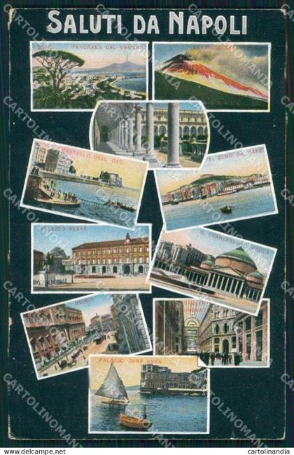 Napoli Città Saluti da Monumenti Vesuvio cartolina MX6168