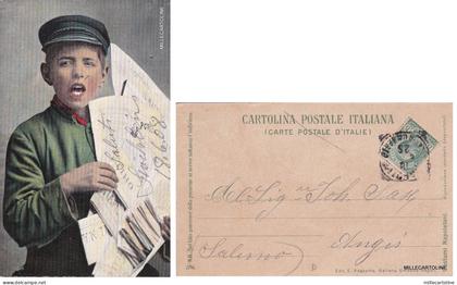 NAPOLI: COSTUMI- "STRILLONE" CON VARI GIORNALI - ediz. Ragozino  1908