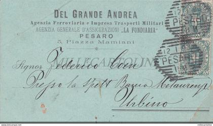 PESARO - Del Grande Andrea, Trasporti Militari, Testatina, Cartolina 1893