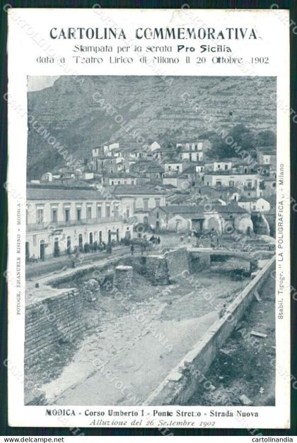 Ragusa Modica Alluvione 1902 Teatro Lirico Milano cartolina QT8044