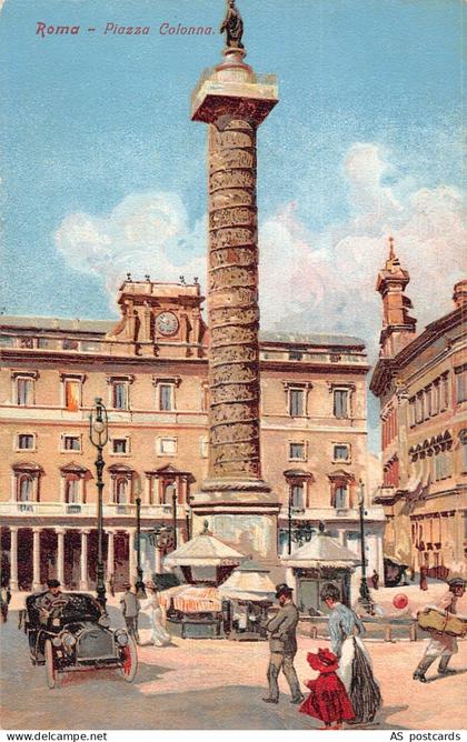 B374 Italy Rome Roma Piazza Colonna Car vintage postcard