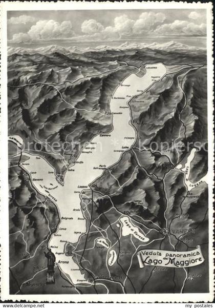 Cannobio Lago Maggiore Lago Maggiore Panoramakarte Brissago Locarno Gerra
