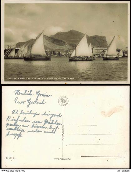 Cartolina Palermo Palermo (Palermu) Monte Pellegrino Segelboote 1929