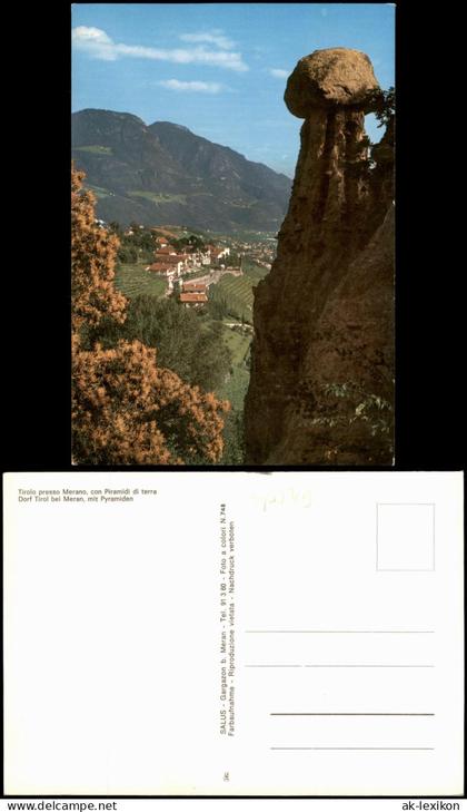 Dorf Tirol Meran Merano Panorama mit Pyramiden Tirolo presso Pirami 1980