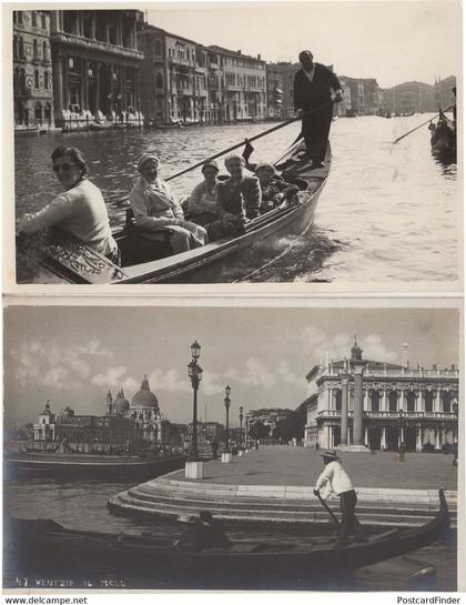 Family Published Antique Venice Boat Trip 2x Old Italy Postcard