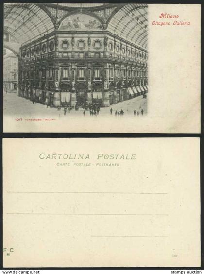 Italy Milan Milano Old Postcard Ottagono Galleria Caffe