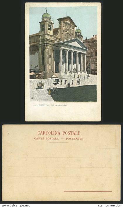 Italy Old Art Drawn Postcard Genova Genoa SS Annunziata