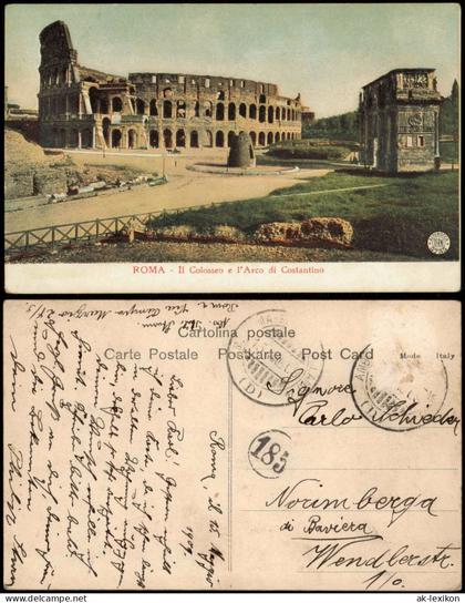 Rom Roma Kolosseum Amphitheatrum Colosseo e l'Arco di Costantino 1909