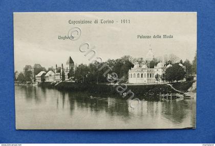 Cartolina Torino - Esposizione 1911 - Padiglione Ungheria e Palazzo della Moda