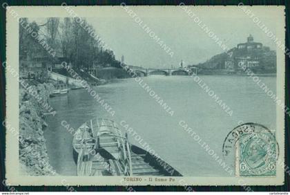 Torino Città Fiume Po Barche cartolina MZ6145