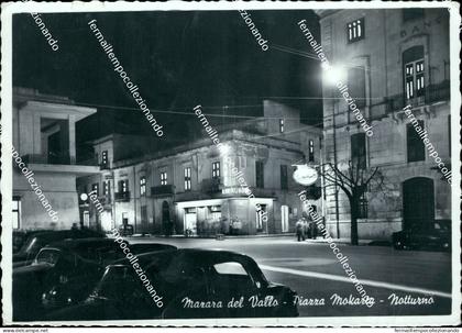 bm535 cartolina mazara del vallo piazza mokarta notturno trapani