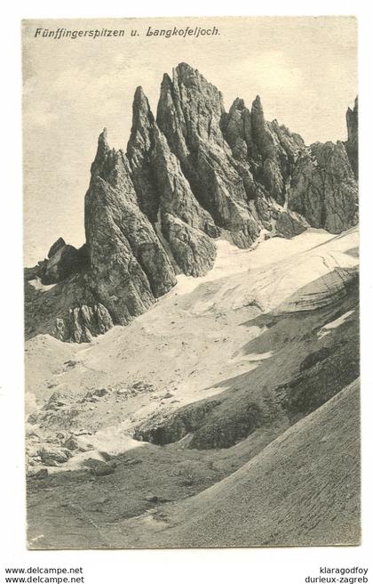 Fünffingerspitze u. Langkofeljoch old postcard posted 1911 St. Christina in Gröden pmk b200901