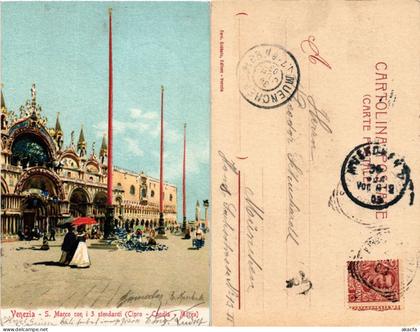 CPA VENEZIA S. Marco con i 3 stendardi Cipro-Candia-Morea ITALY (449554)