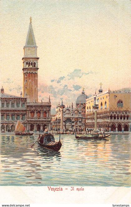 Italy Venice Venezia Il Molo Gondola vintage postcard